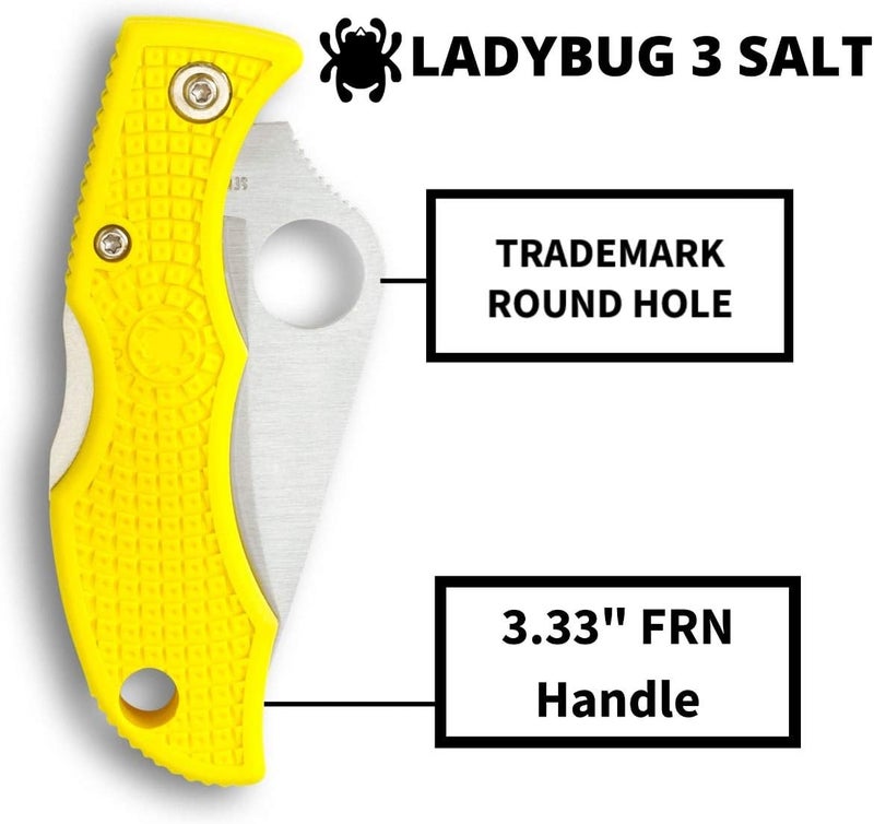 Spyderco Ladybug 3 Salt Folding Pocket Knife with 1.9" H-2 Steel Blade and FRN Handle - EDC Knife for Men and Women, Perfect for Hunting, Tactical, Camping, Survival, Hiking - PlainEdge - LYLP3 - Image 4
